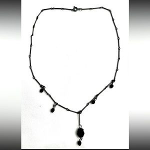 Floating Faceted Black Beaded & Chain Necklace